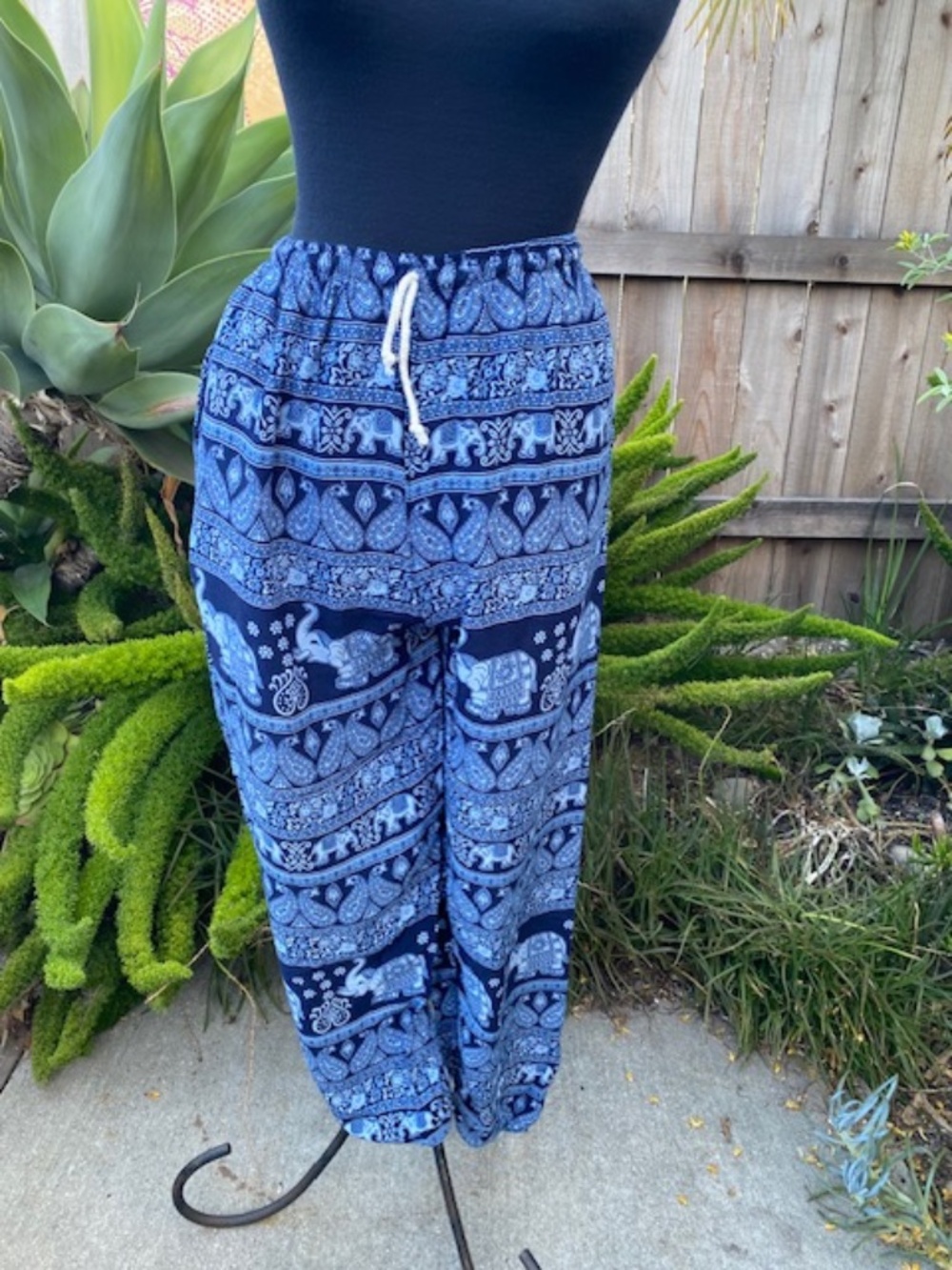 Rayon Harem Pants from Thailand, size S, Navy Blue, one side pocket